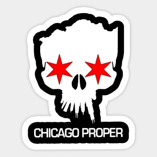 Chicago Proper White Skull Sticker